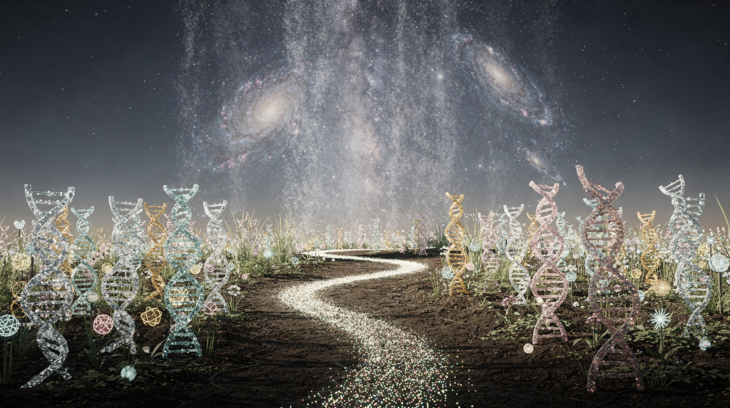 A Visual Guide to the DNA Garden, Quark Walk, and Universe Cascade