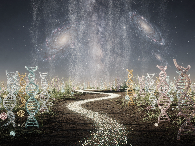 A Visual Guide to the DNA Garden, Quark Walk, and Universe Cascade