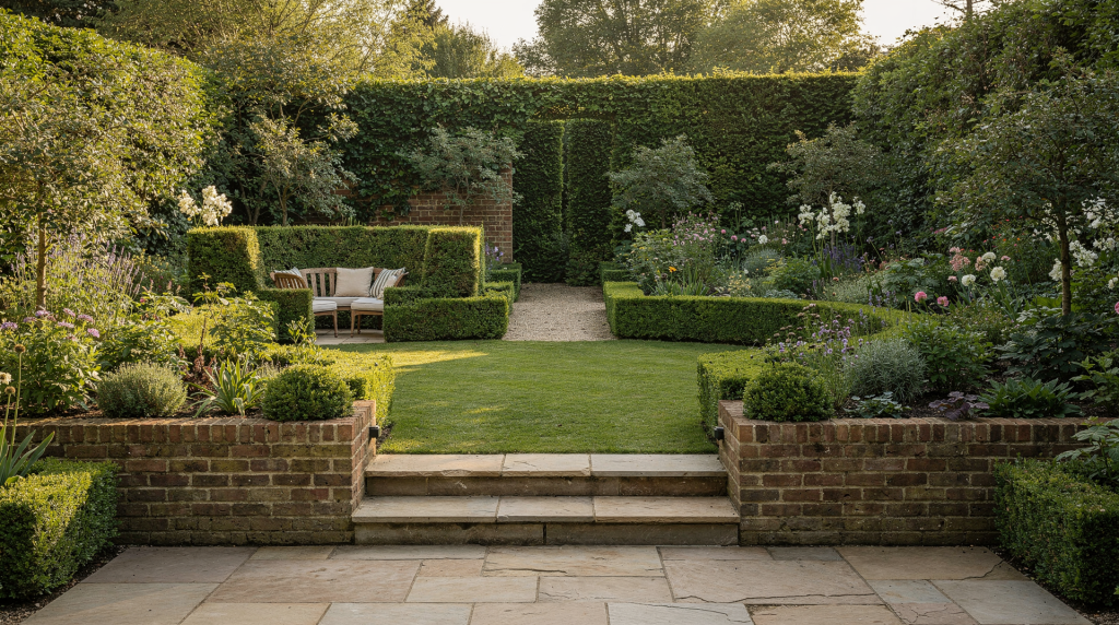 Creating Garden Rooms with Walls, Hedges, and Changes in Level