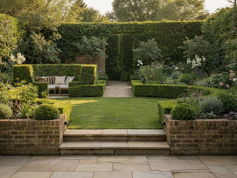 Creating Garden Rooms with Walls, Hedges, and Changes in Level