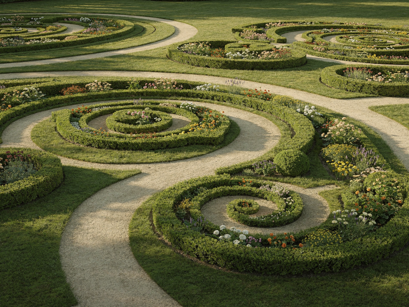 Geometric Garden Design: Curves, Spirals, and Fractal Patterns