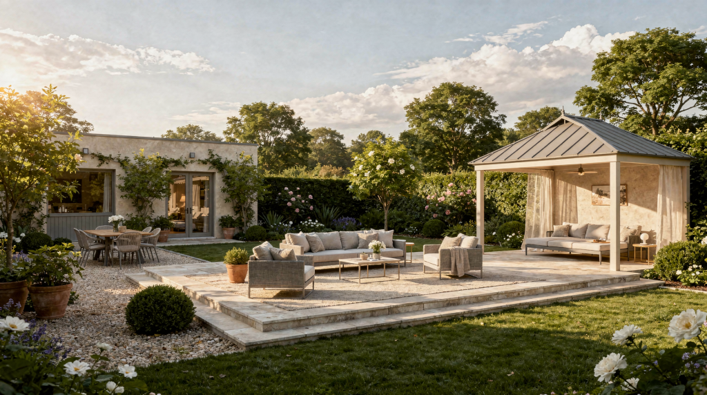 Outdoor Rooms for Country Homes: Terraces, Courtyards, and Pavilions